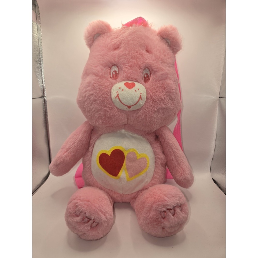 Care Bears Love-A-Lot Bear Plush Backpack 15" Pink Hearts Bag
